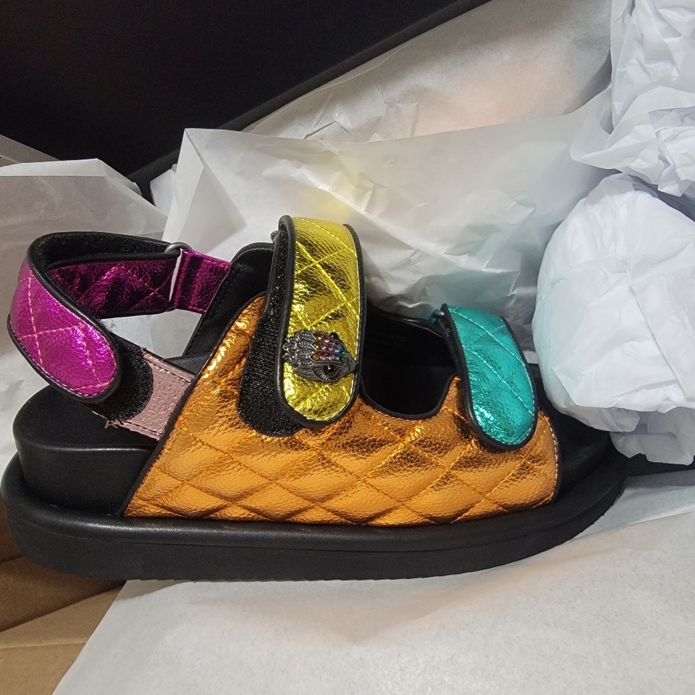 KURT GEIGER LONDON MULTICOLOR SANDALS, 7.5 GENUINE LEATHER